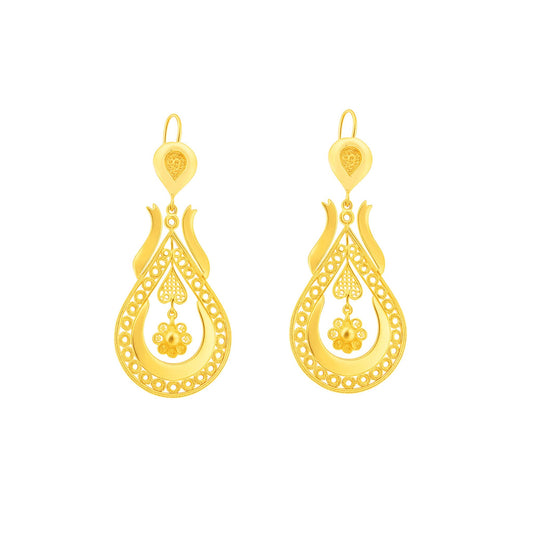 Brincos Melodia em Prata Dourada (6.2cm) - Loja do Ouro