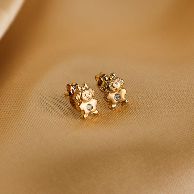 Brincos Menina em Ouro 19kl com Zircónia (8.7mm) - Loja do Ouro