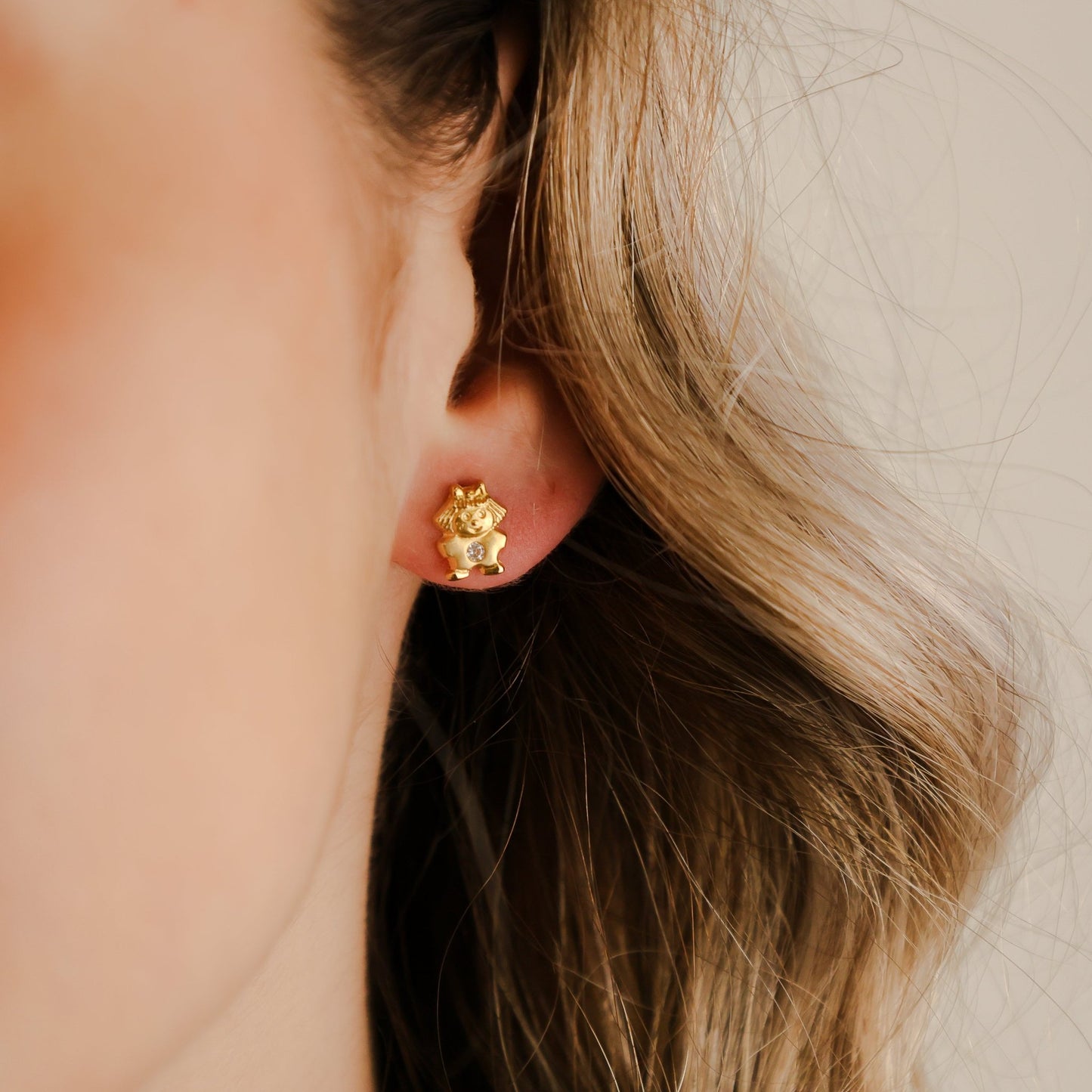 Brincos Menina em Ouro 19kl com Zircónia (8.7mm) - Loja do Ouro