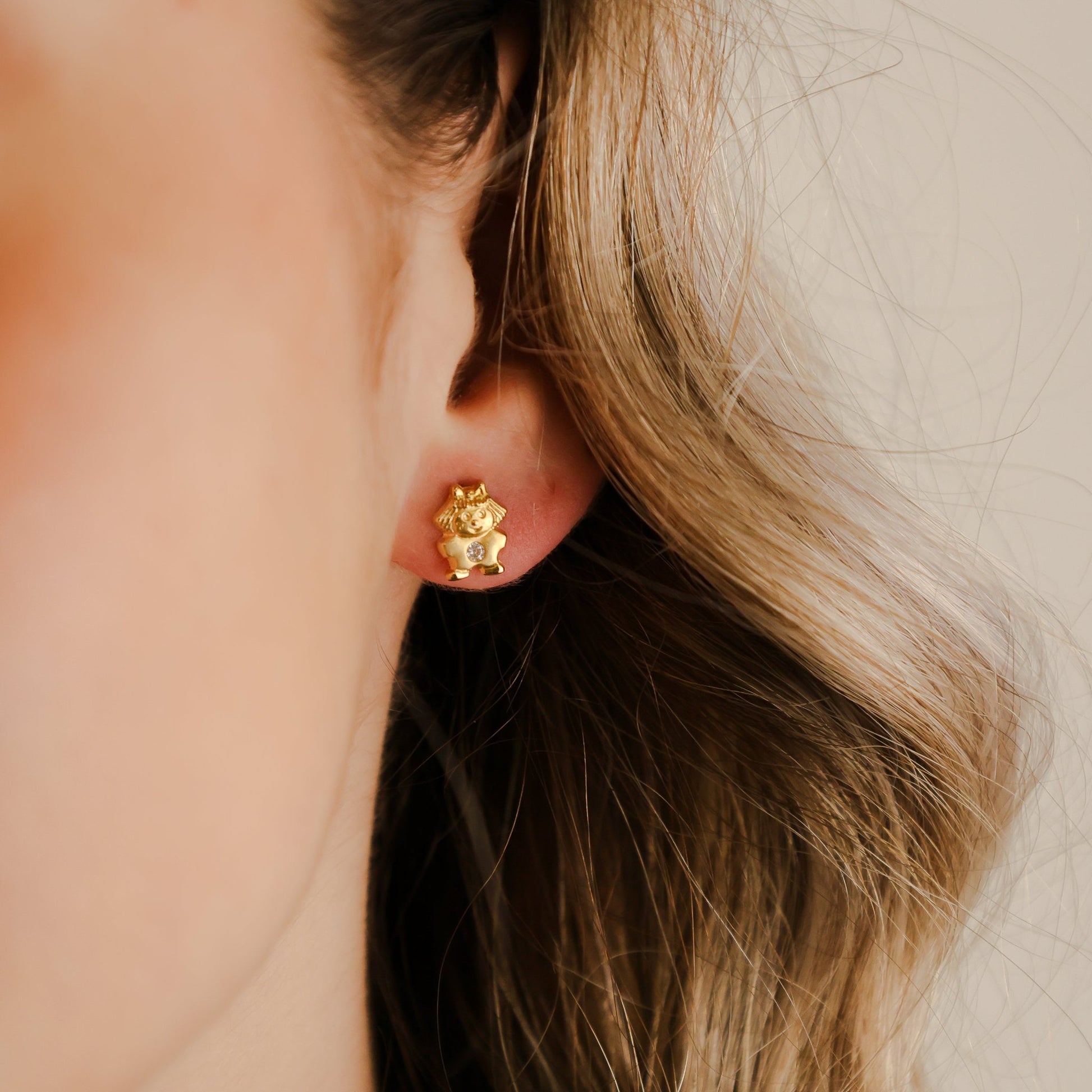 Brincos Menina em Ouro 19kl com Zircónia (8.7mm) - Loja do Ouro