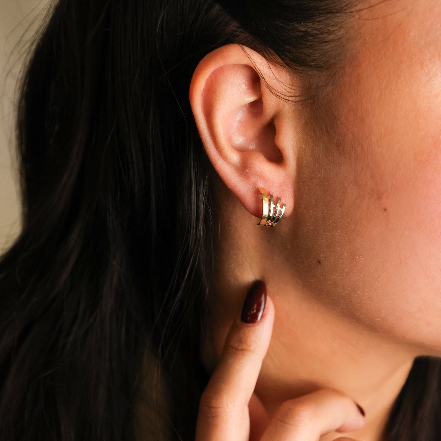 Brincos Quatro Fiadas em Ouro Amarelo e Ouro Branco 19kl - Loja do Ouro