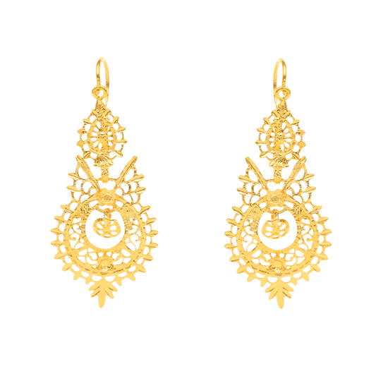 Brincos Rainha em Ouro 19kl (4.5cm) - Loja do Ouro