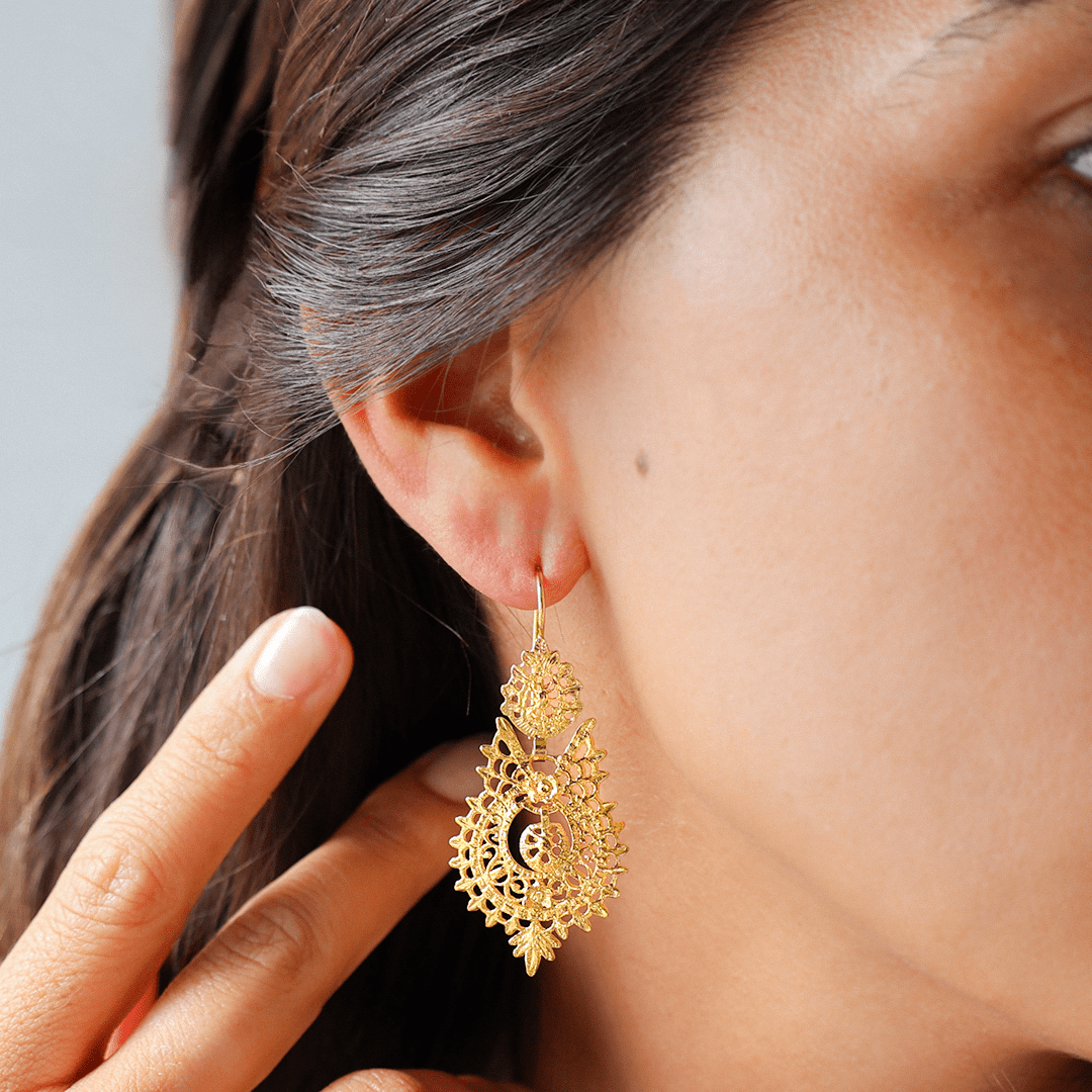 Brincos Rainha em Ouro 19kl (4.5cm) - Loja do Ouro