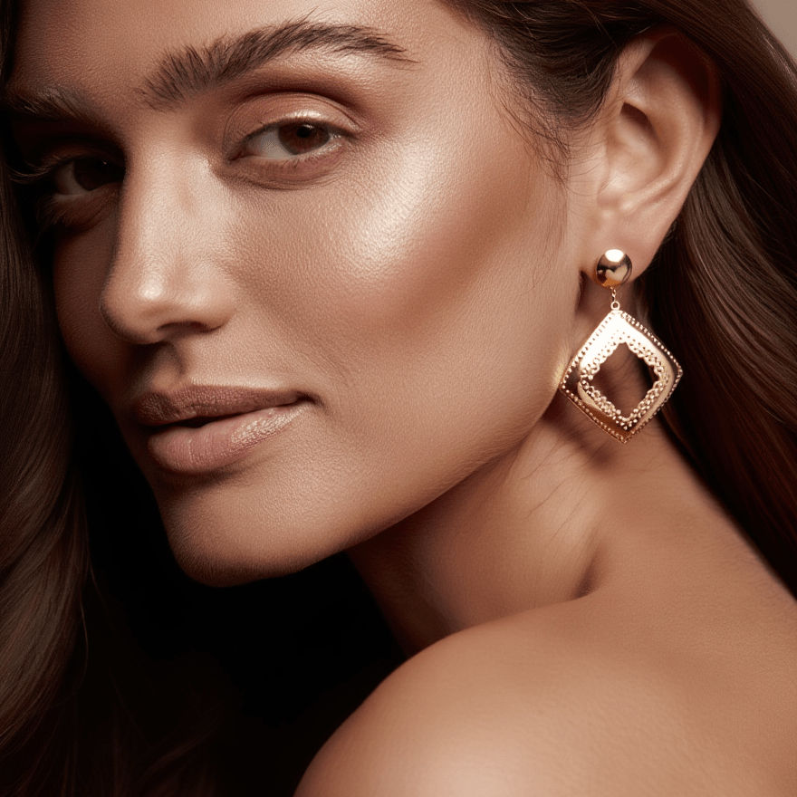 Brincos Reflexo I em Prata Dourada (4.5cm) - Loja do Ouro