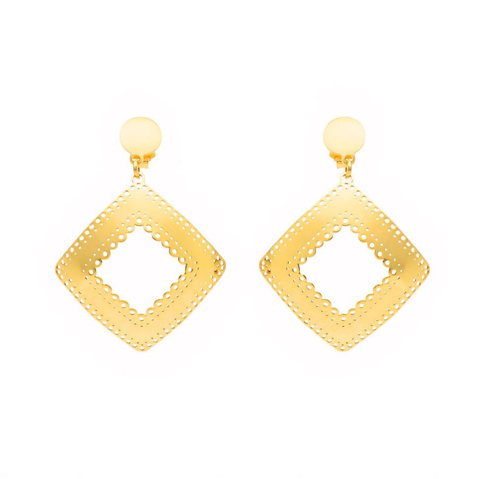 Brincos Reflexo I em Prata Dourada (4.5cm) - Loja do Ouro