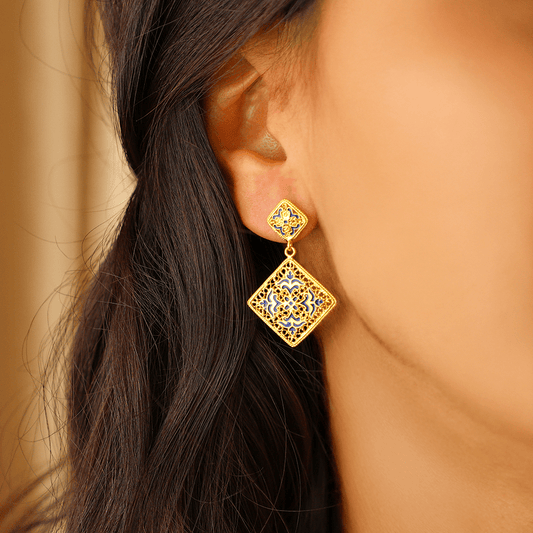 Brincos Sonhos de Alfama em Prata Dourada - Loja do Ouro