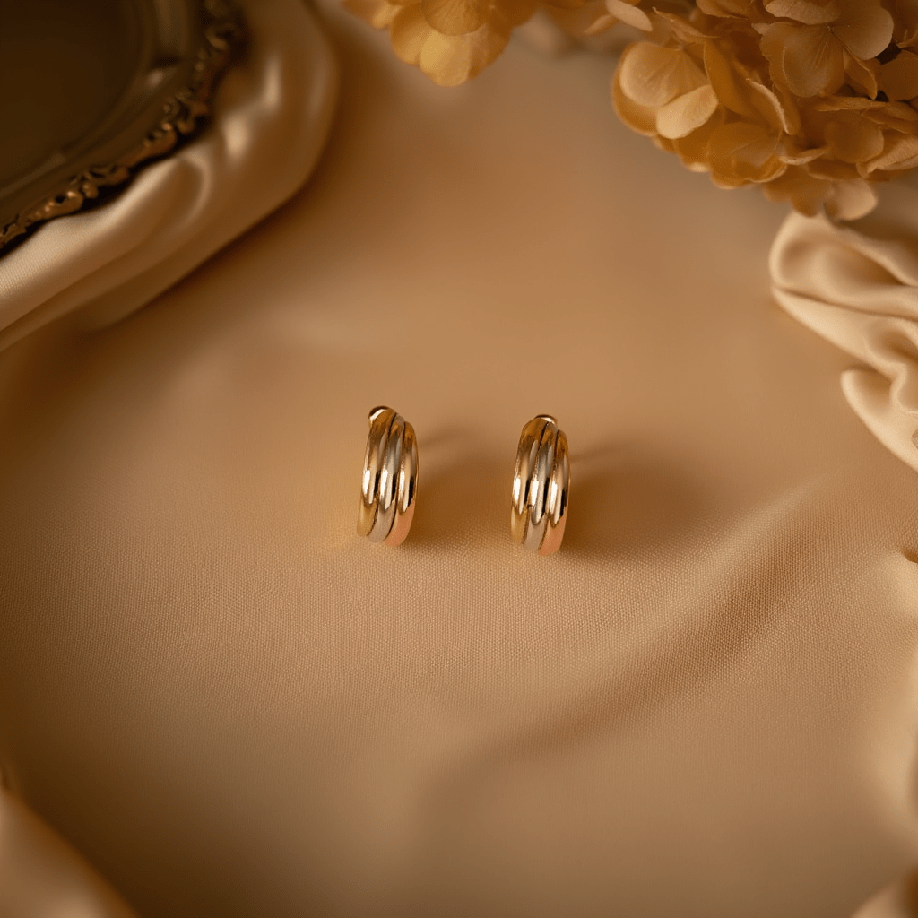 Brincos Tricolor em Ouro de 19kl - Loja do Ouro