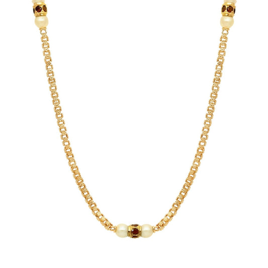 Colar Caramujos em Ouro com Pérolas e Granadas (76cm) - Loja do Ouro