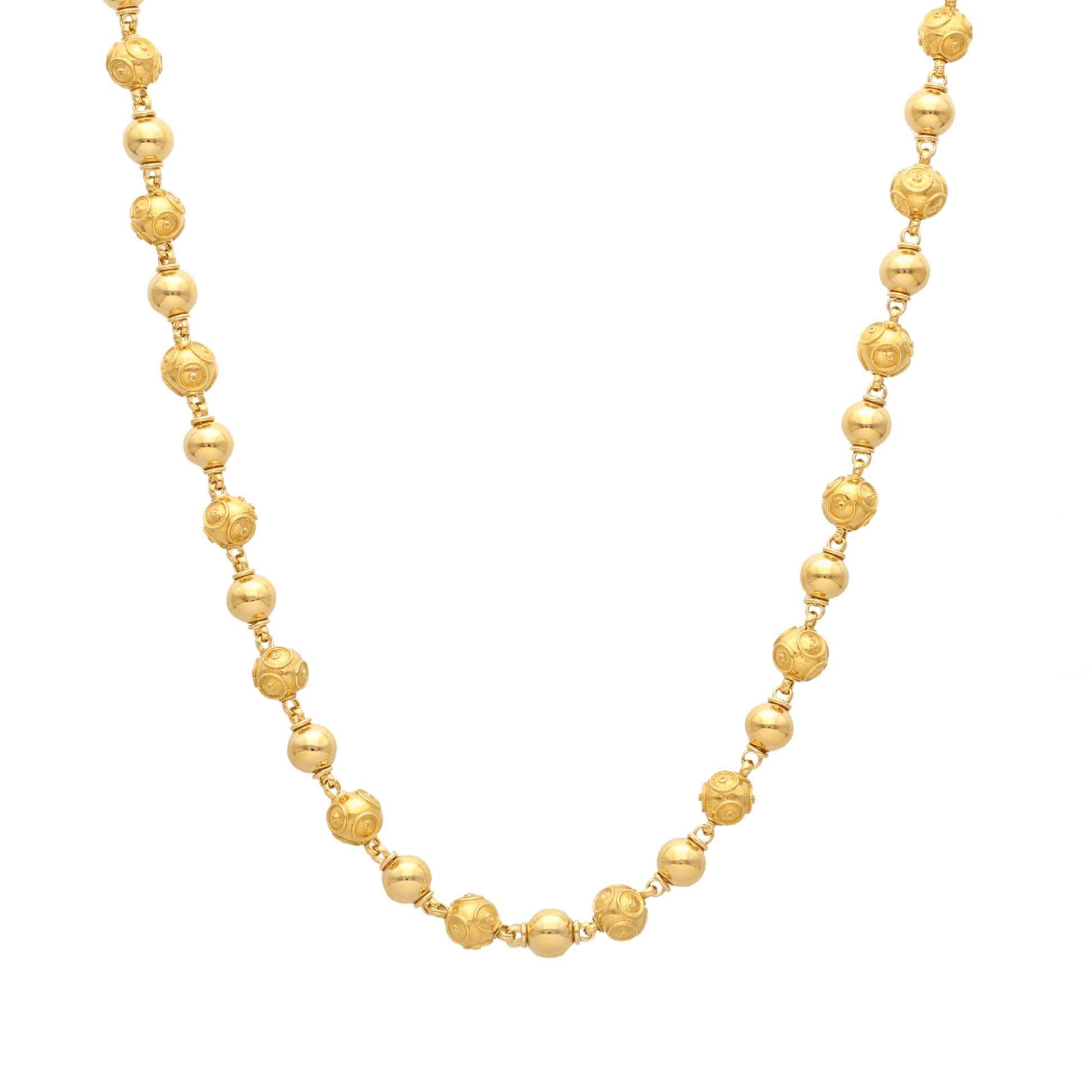 Colar Contas de Viana e Bolas Lisas em Ouro 19kl (41cm) - Loja do Ouro