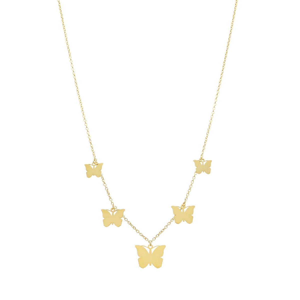 Colar em prata dourada com Borboletas - Loja do Ouro
