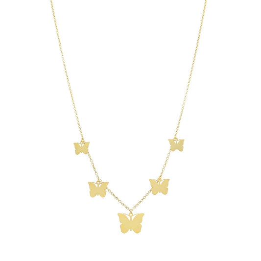 Colar em prata dourada com Borboletas - Loja do Ouro