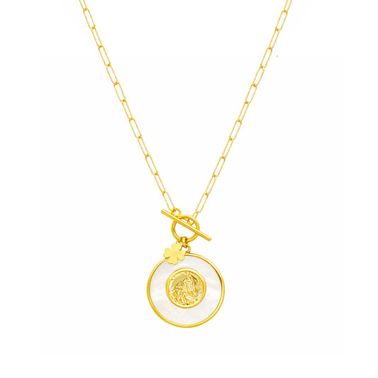 Collar ligero en plata bañada en oro con Nuestra Señora y los Tres Pequeños Pastores (44 cm) - Gold Store Premium