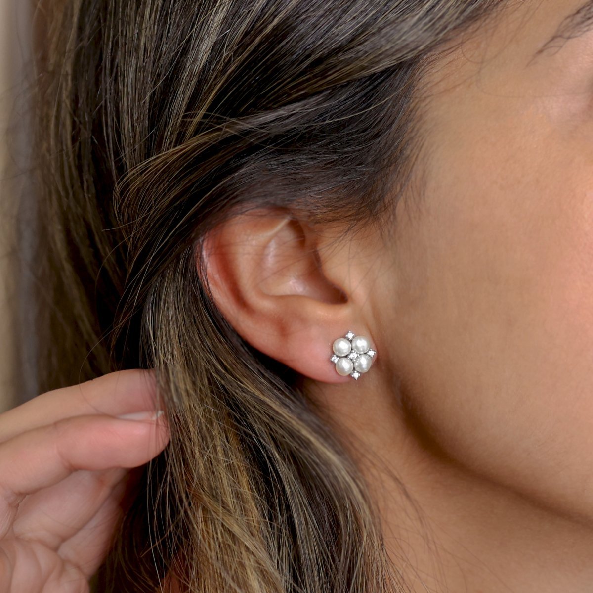 Conjunto Fio e Brincos em Prata com Pérolas e Zircónias - Loja do Ouro