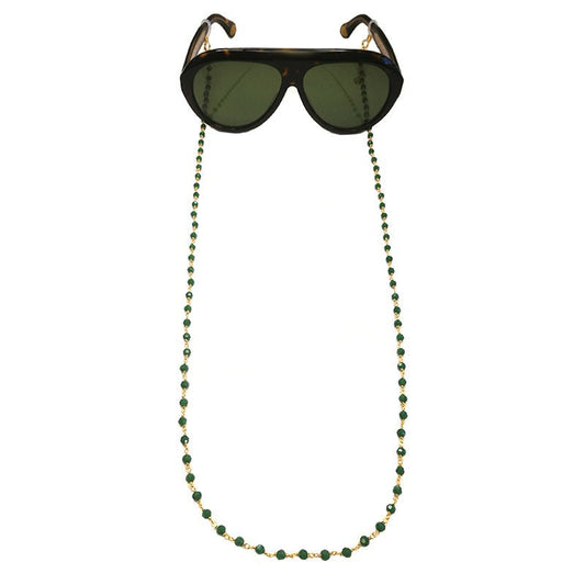 Corrente Glamour com Contas Verde Esmeralda - Loja do Ouro