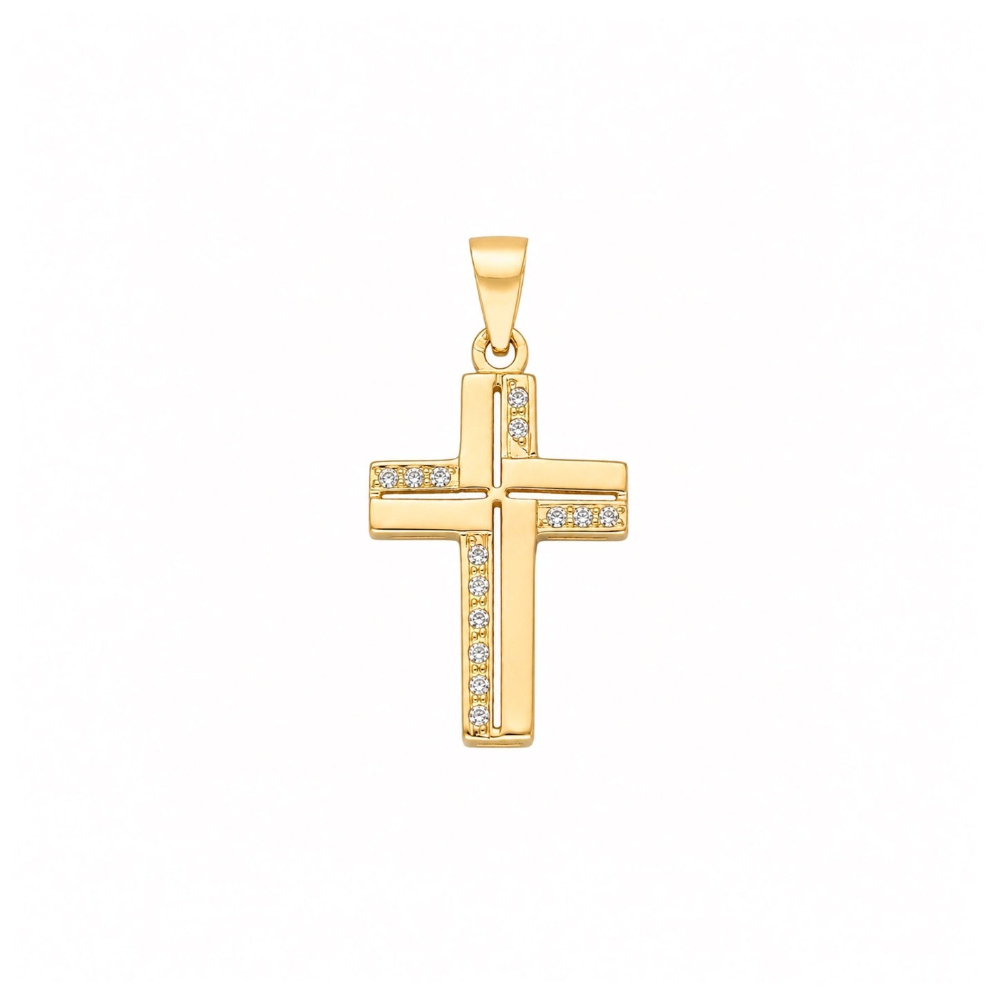Cruz em Ouro 19kl com Zircónias (2.2cm) - Loja do Ouro