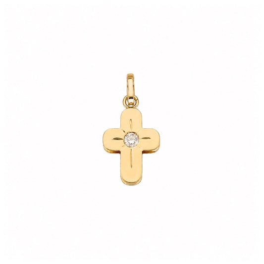 Cruz Escovada em Ouro 19kl com Zircónia (2.11cm) - Loja do Ouro