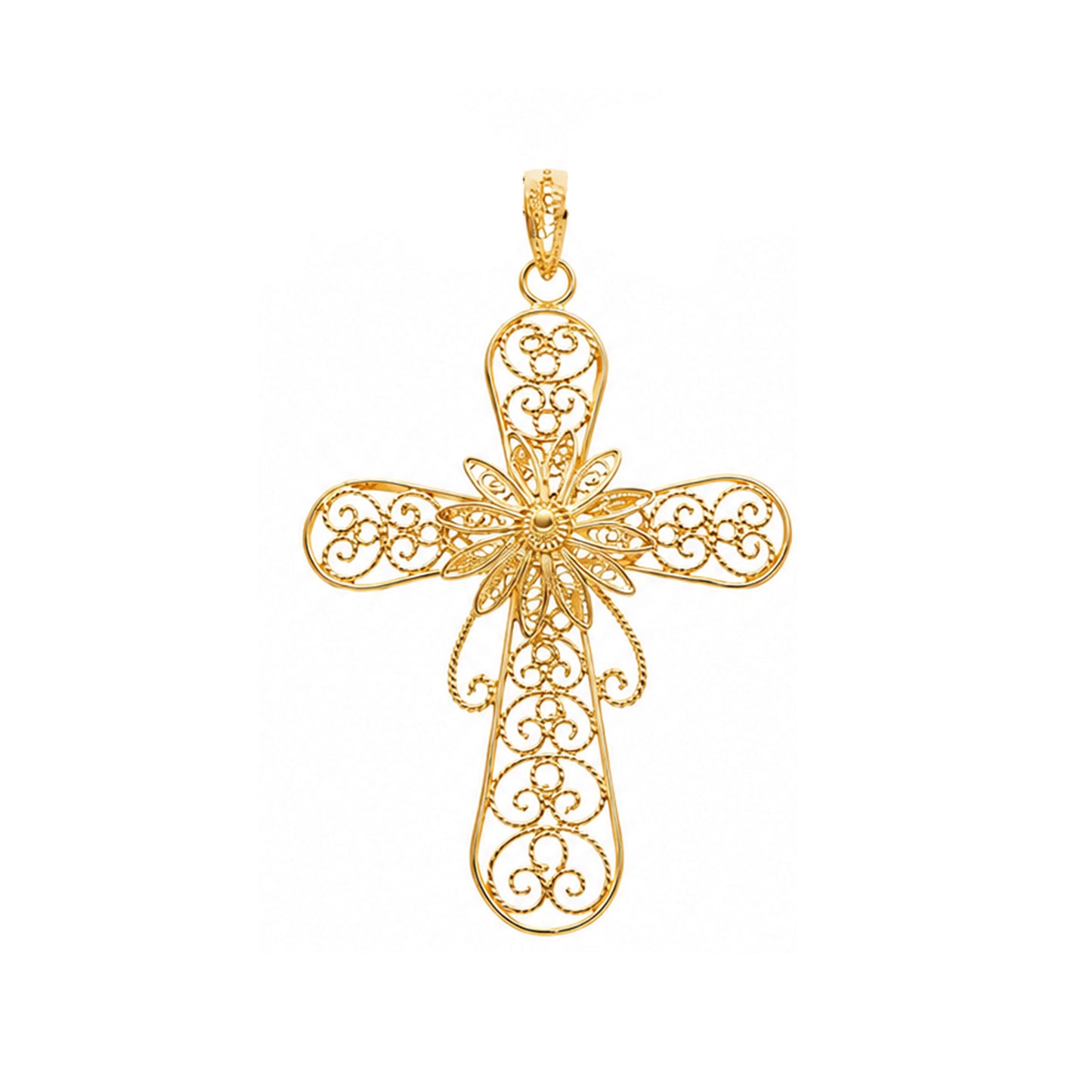 Cruz Secreto de las Trenzas en Plata Dorada (6cm)