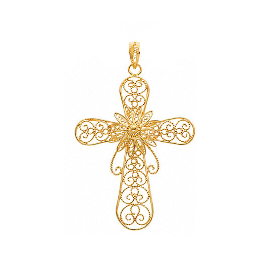 Cruz Secreto de las Trenzas en Plata Dorada (6cm)