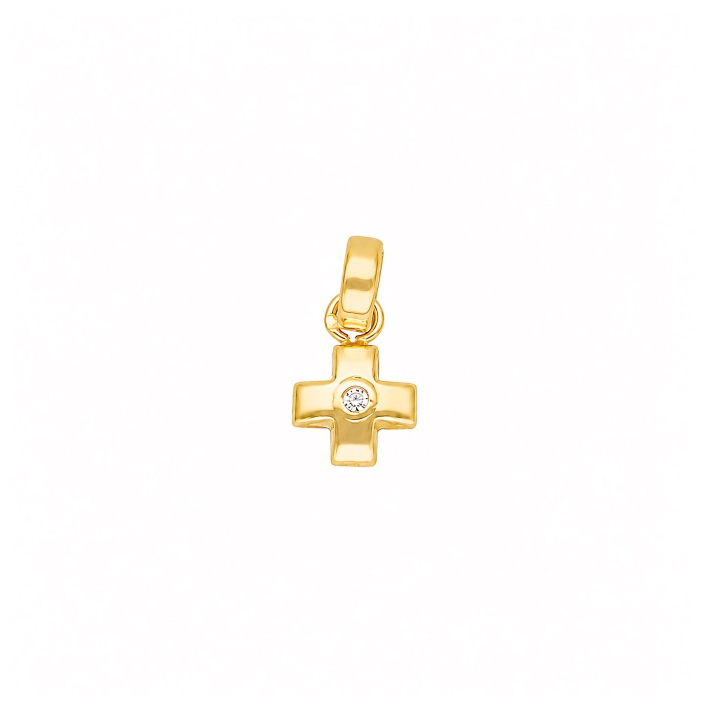 Cruz Mini em Ouro 19kl com Zircónia (0.9cm) - Loja do Ouro
