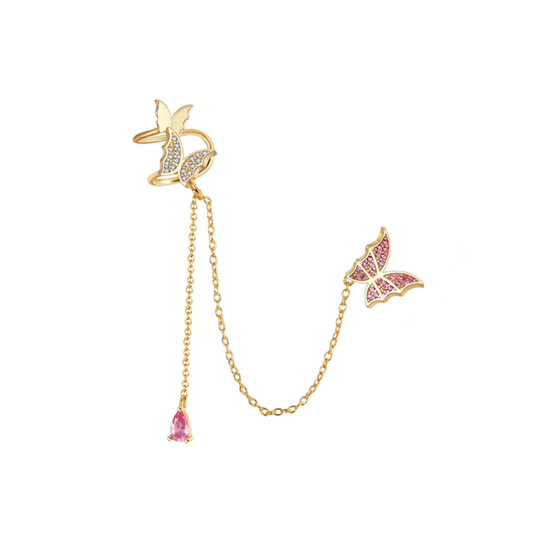 Earcuff Borboleta em Prata Dourada - Loja do Ouro