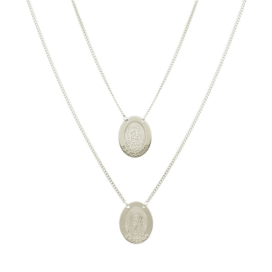 Escapulário Oval em Prata com Medalhas Religiosas - Loja do Ouro
