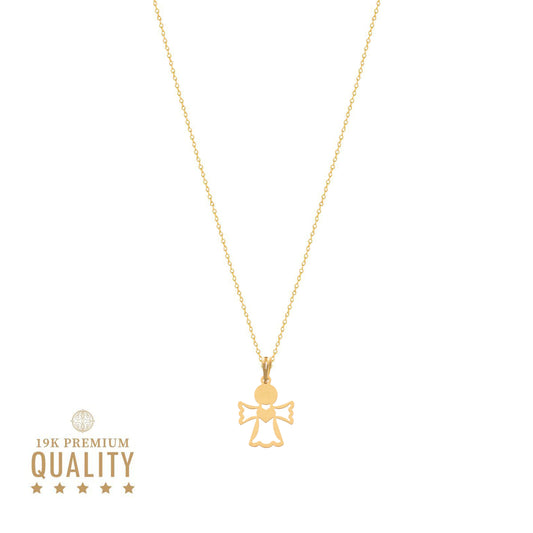 Fio em Ouro de 19kl com Anjo da Guarda Coração Recortado