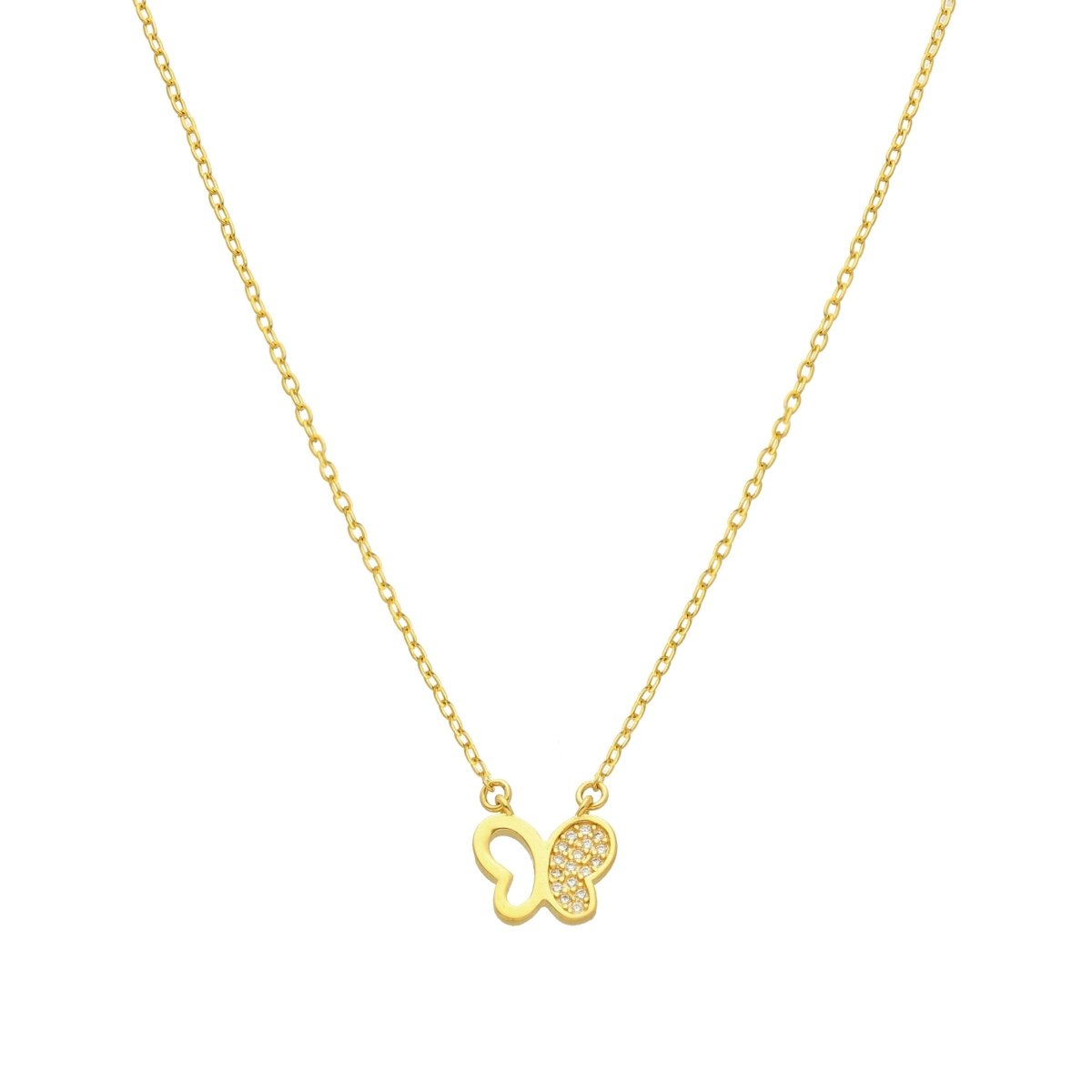 Fio Borboleta em Prata com Zircónias - Loja do Ouro