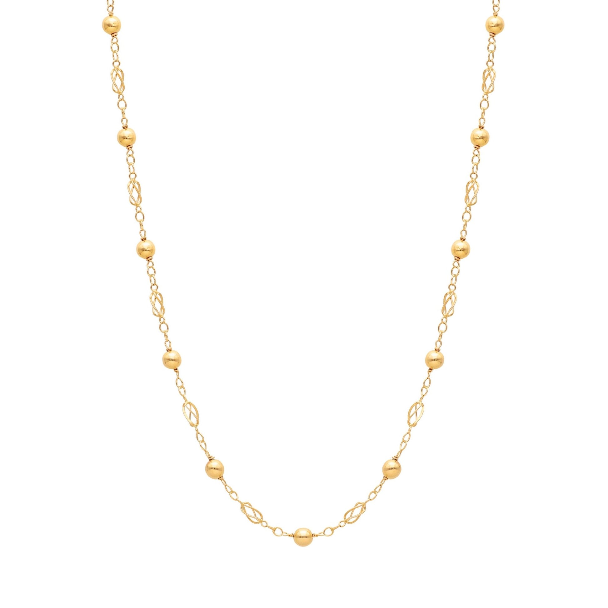 Fio com Esferas e Rocas em Ouro 19kl (46.5cm) - Loja do Ouro