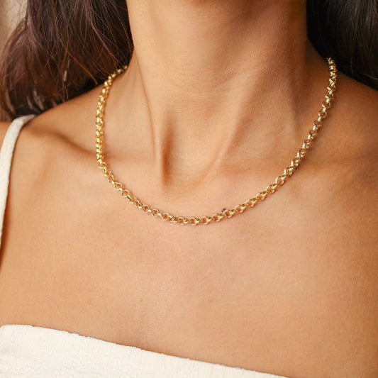 Fio Elos Portugueses em Ouro 19kl com Efeito Martelado (46cm) - Loja do Ouro