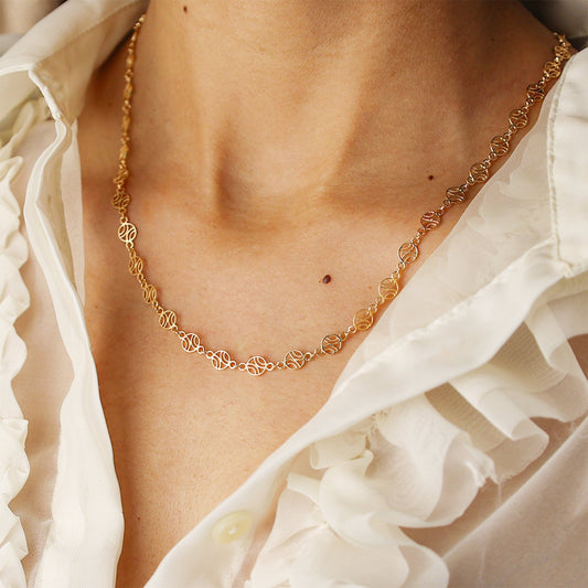 Fio em Ouro 19kl com Elos intercalados por Círculos (48.5cm) - Loja do Ouro