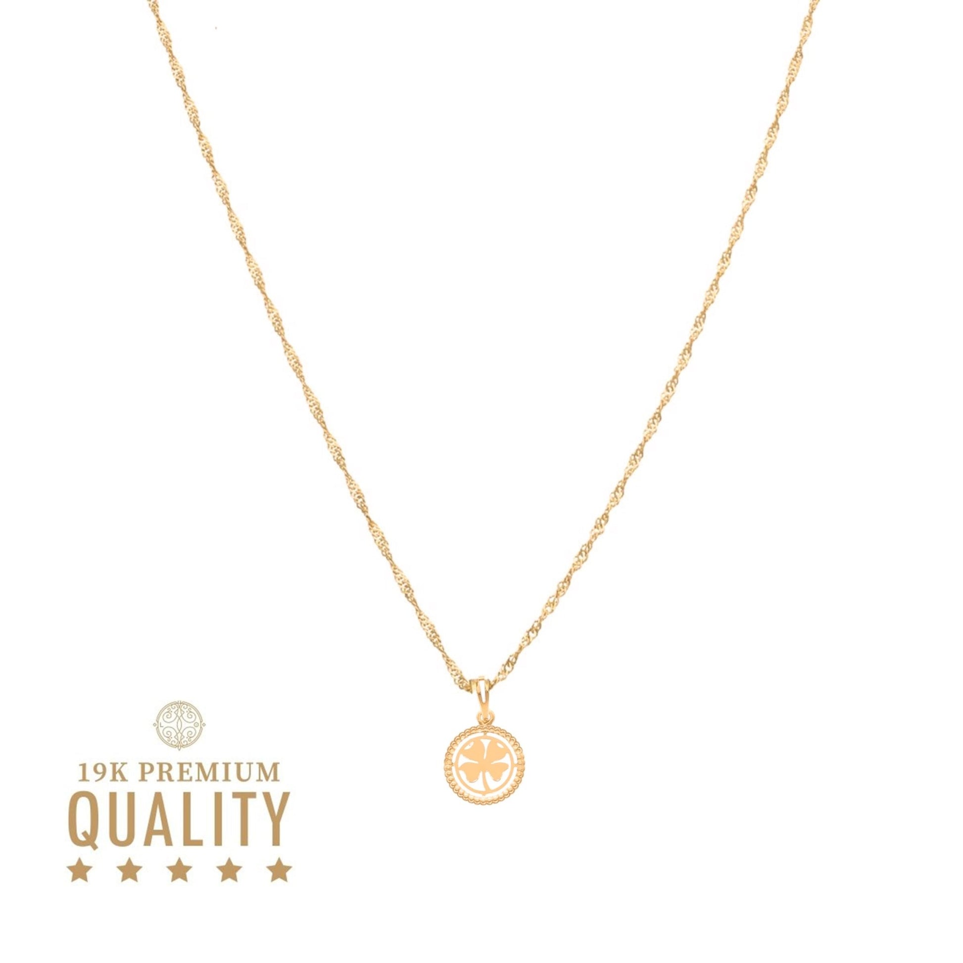 Fio em Ouro 19kl com Medalha Trevo (45cm) - Loja do Ouro