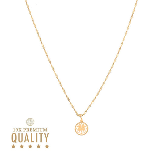 Fio em Ouro 19kl com Medalha Trevo (45cm) - Loja do Ouro