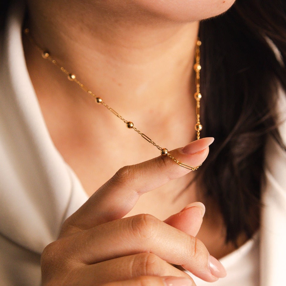 Fio em Ouro 19kl com Traves e Esferas (46.5cm) - Loja do Ouro