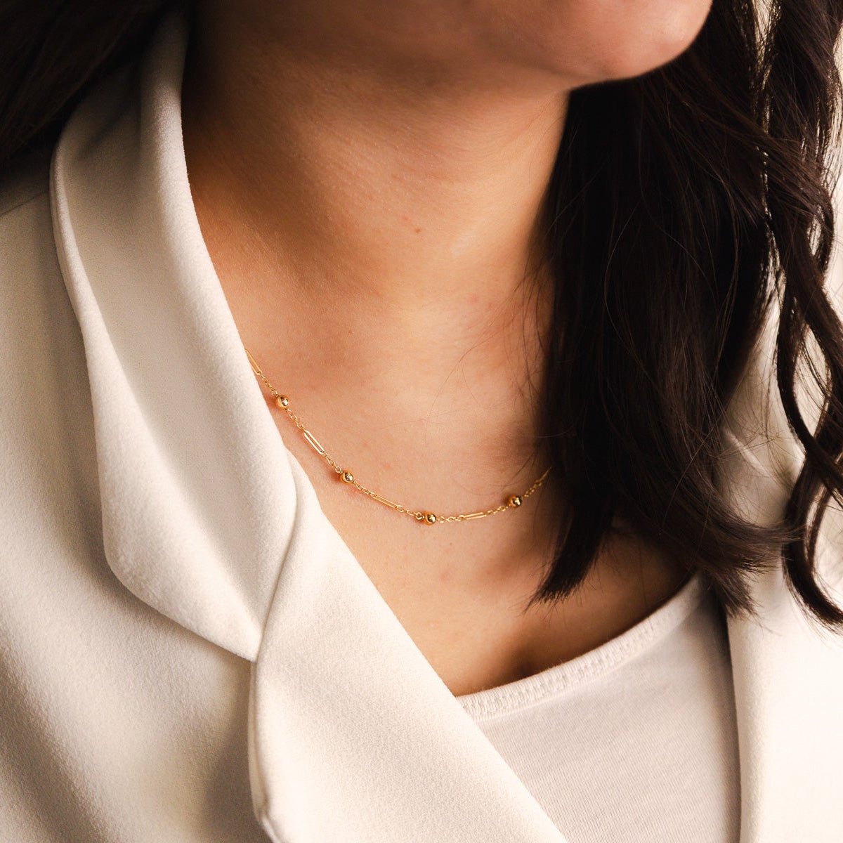 Fio em Ouro 19kl com Traves e Esferas (46.5cm) - Loja do Ouro