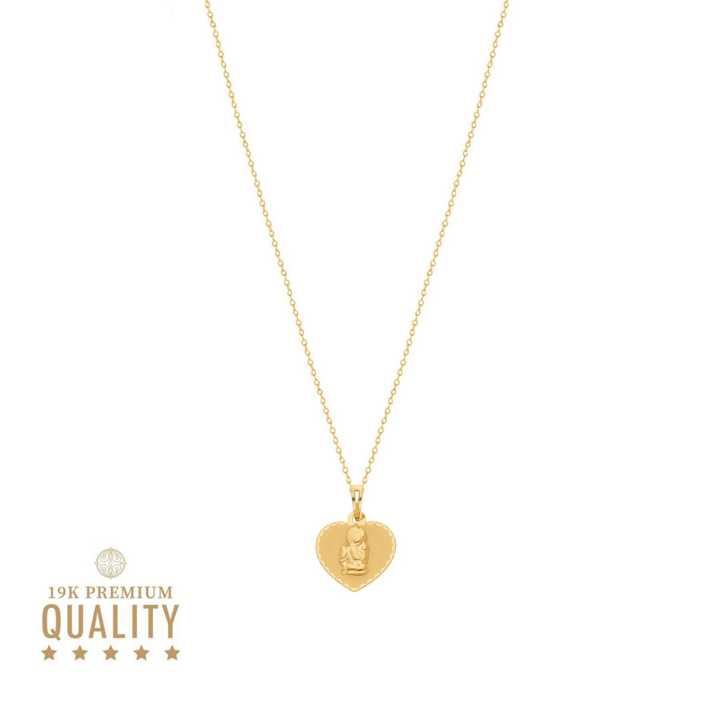 Fio em Ouro de 19kl com Coração Anjo da Guarda - Loja do Ouro