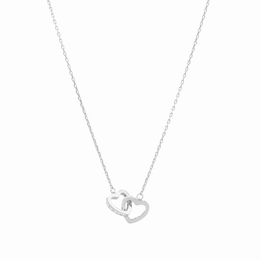 Fio em Prata com Corações Entrelaçados cravejados de Zircónias (40cm) - Loja do Ouro