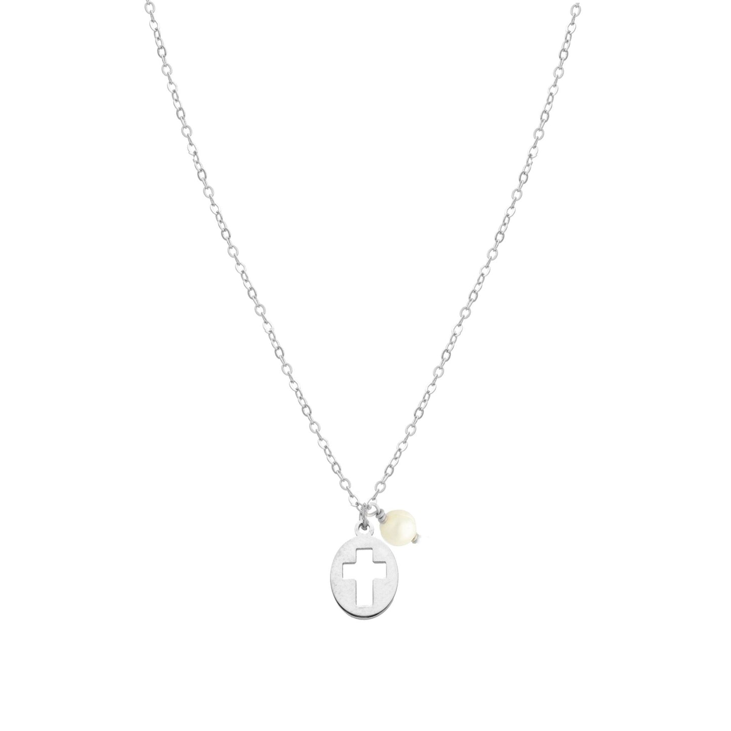 Fio em Prata com Cruz e Pérola - Loja do Ouro