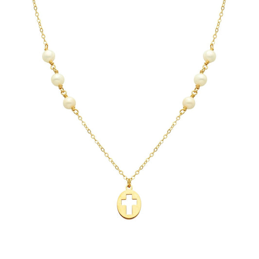 Fio em Prata com Cruz e Pérolas - Loja do Ouro