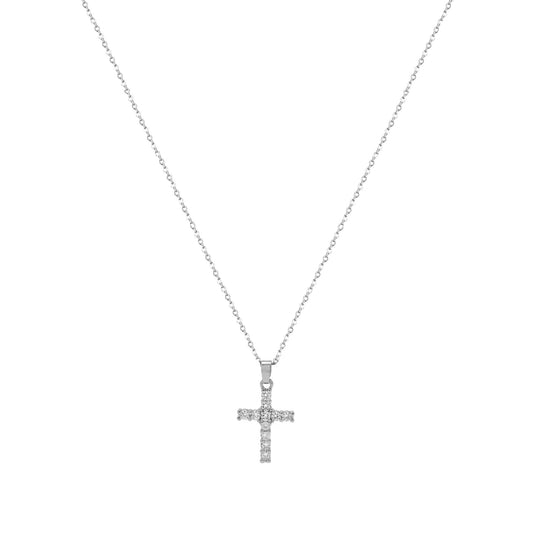 Fio em Prata com Cruz e Zircónias - Loja do Ouro