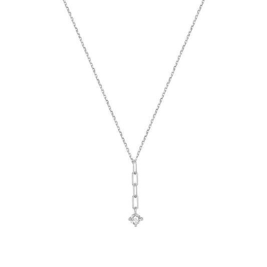 Fio em Prata com Pendente Zircónia (40cm) - Loja do Ouro