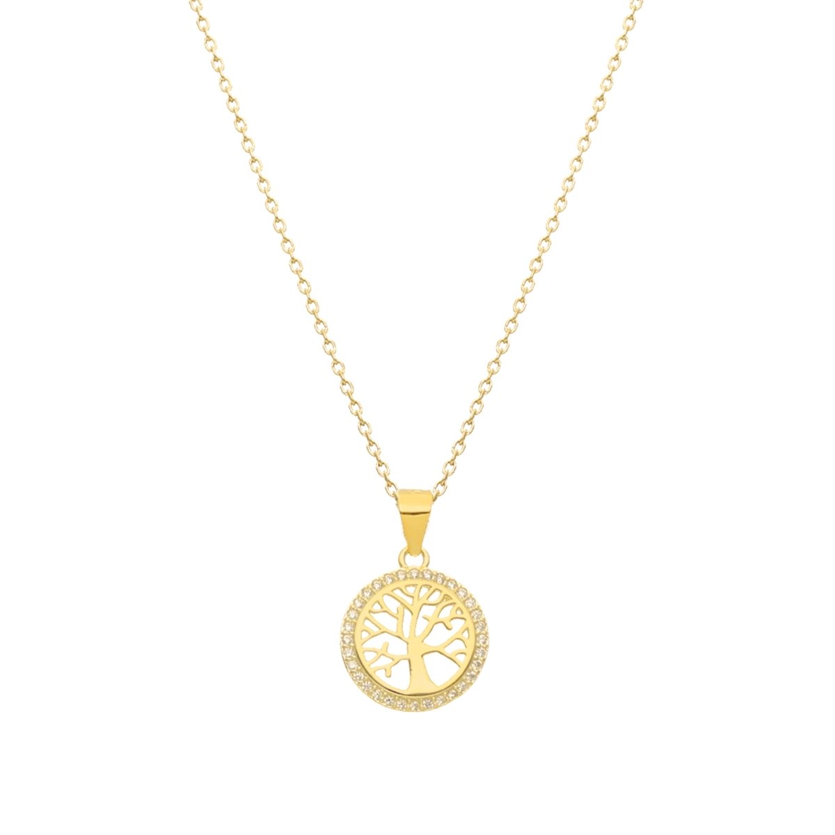Fio em Prata Dourada com Arvore da Vida cravejada de Zircónias - Loja do Ouro
