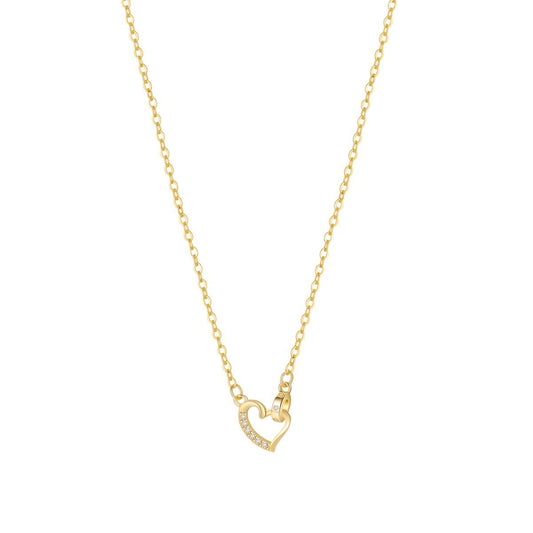 Fio em Prata Dourada com Coração cravejado de Zircónias (40cm) - Loja do Ouro