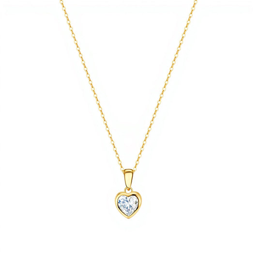 Fio em Prata Dourada com Zircão Coração (45cm) - Loja do Ouro