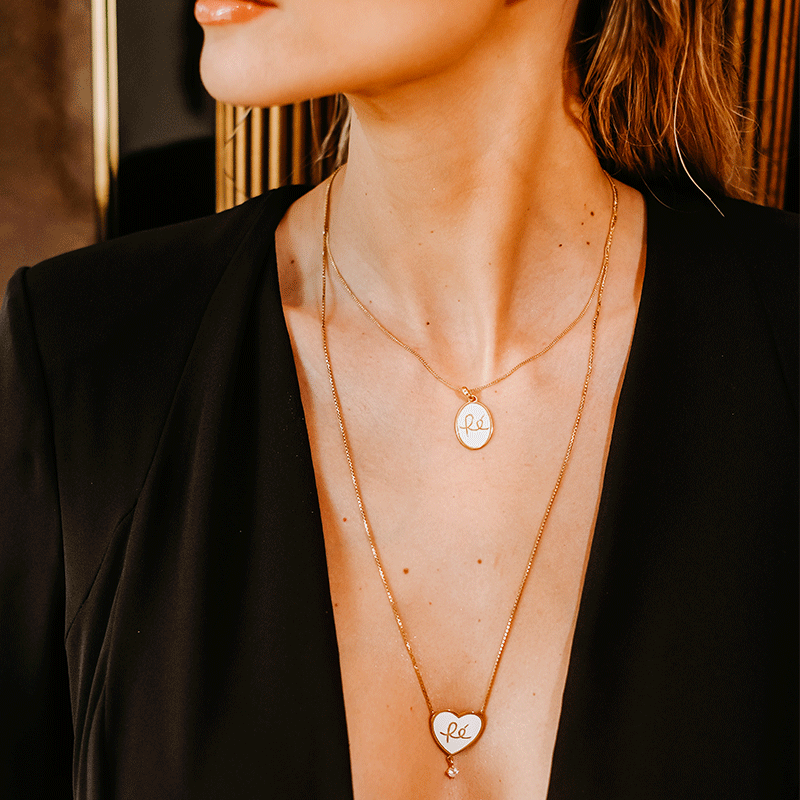 Fio Fé em Esmalte Branco e Prata Dourada - Loja do Ouro