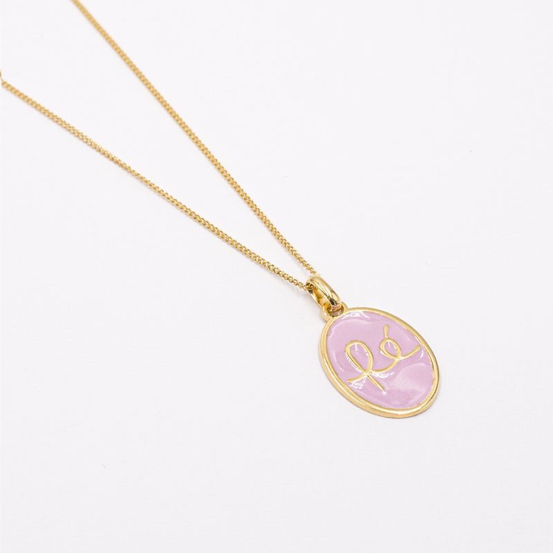 Fio Fé em Esmalte Rosa e Prata Dourada - Loja do Ouro