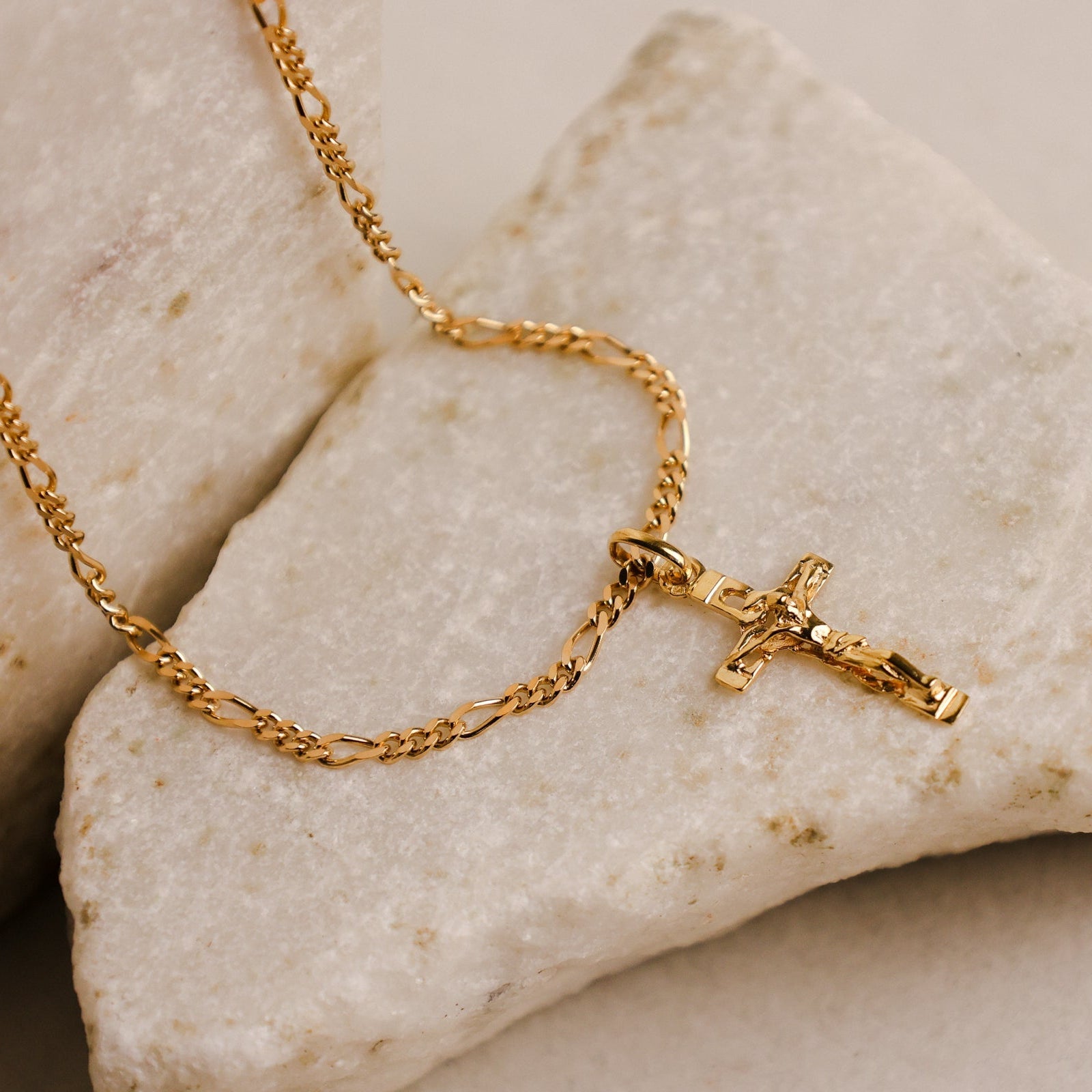Fio Malha 3x1 em Ouro 19kl com Crucifixo (58cm) - Loja do Ouro