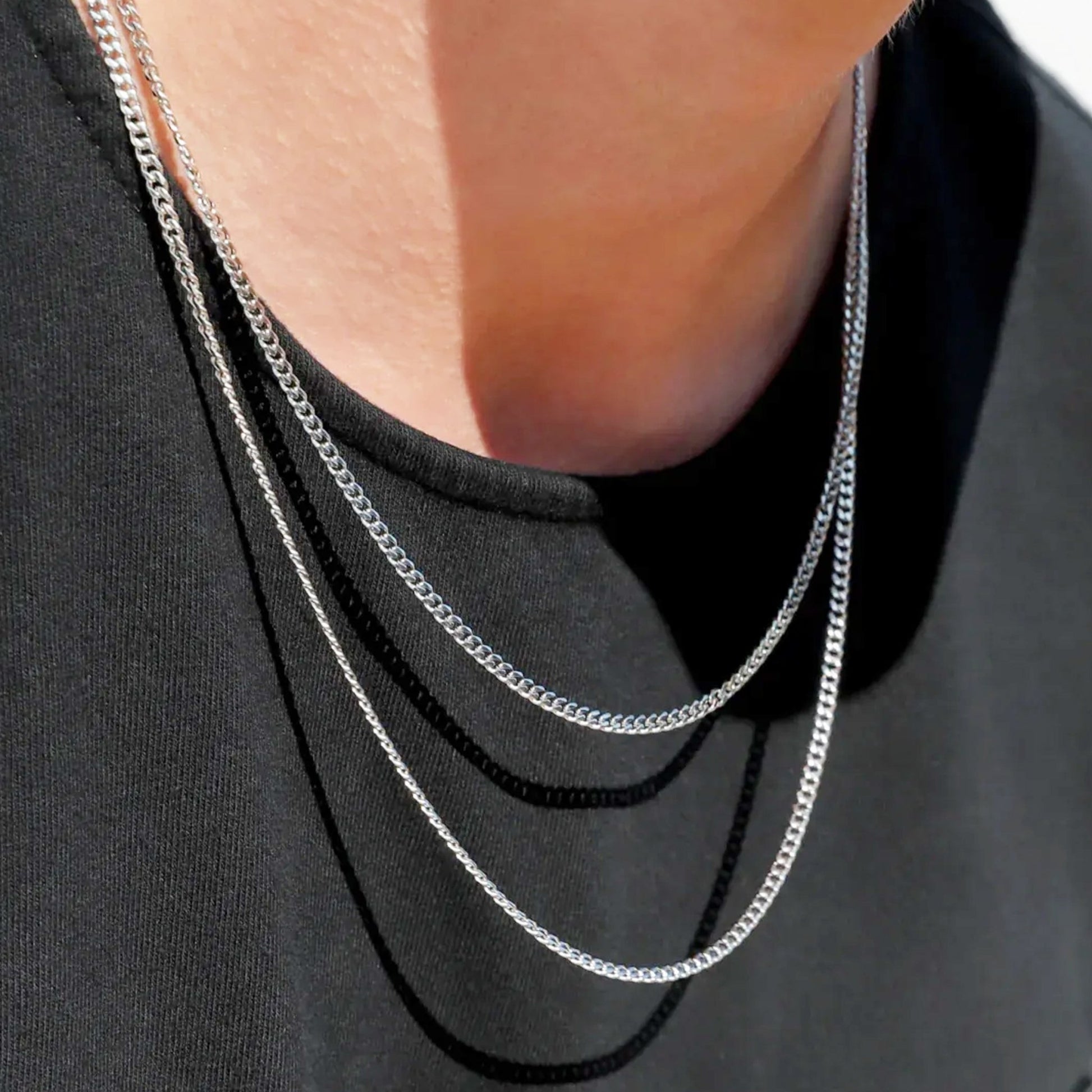 Fio Malha Barbela em Prata (60cm) - Loja do Ouro