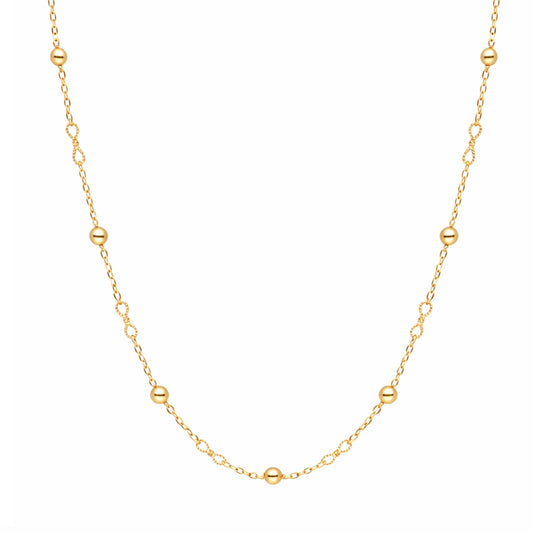Fio Malha Infinito em Ouro 19kl com Esferas (50.5cm) - Loja do Ouro
