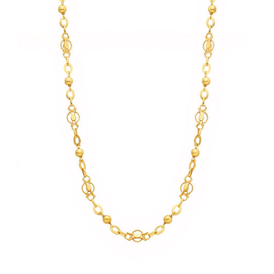 Fio Malha Trancelim com Esferas em Ouro 19kl (45cm) - Loja do Ouro