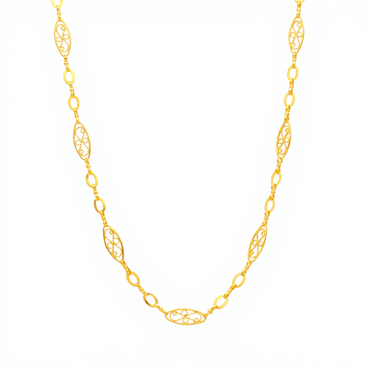 Fio Malha Trancelim Filigrana em Ouro 19kl (53cm) - Loja do Ouro